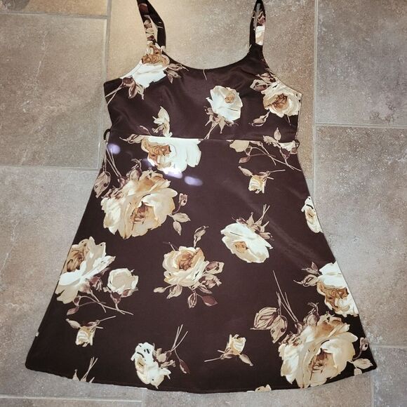 Vintage Joule polyester brown floral mini dress. - Picture 5 of 16